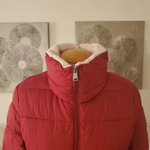 NEW Ralph Lauren Faux Fur Collar Puffer Jacket size Small in Red - Picture 4 of 13